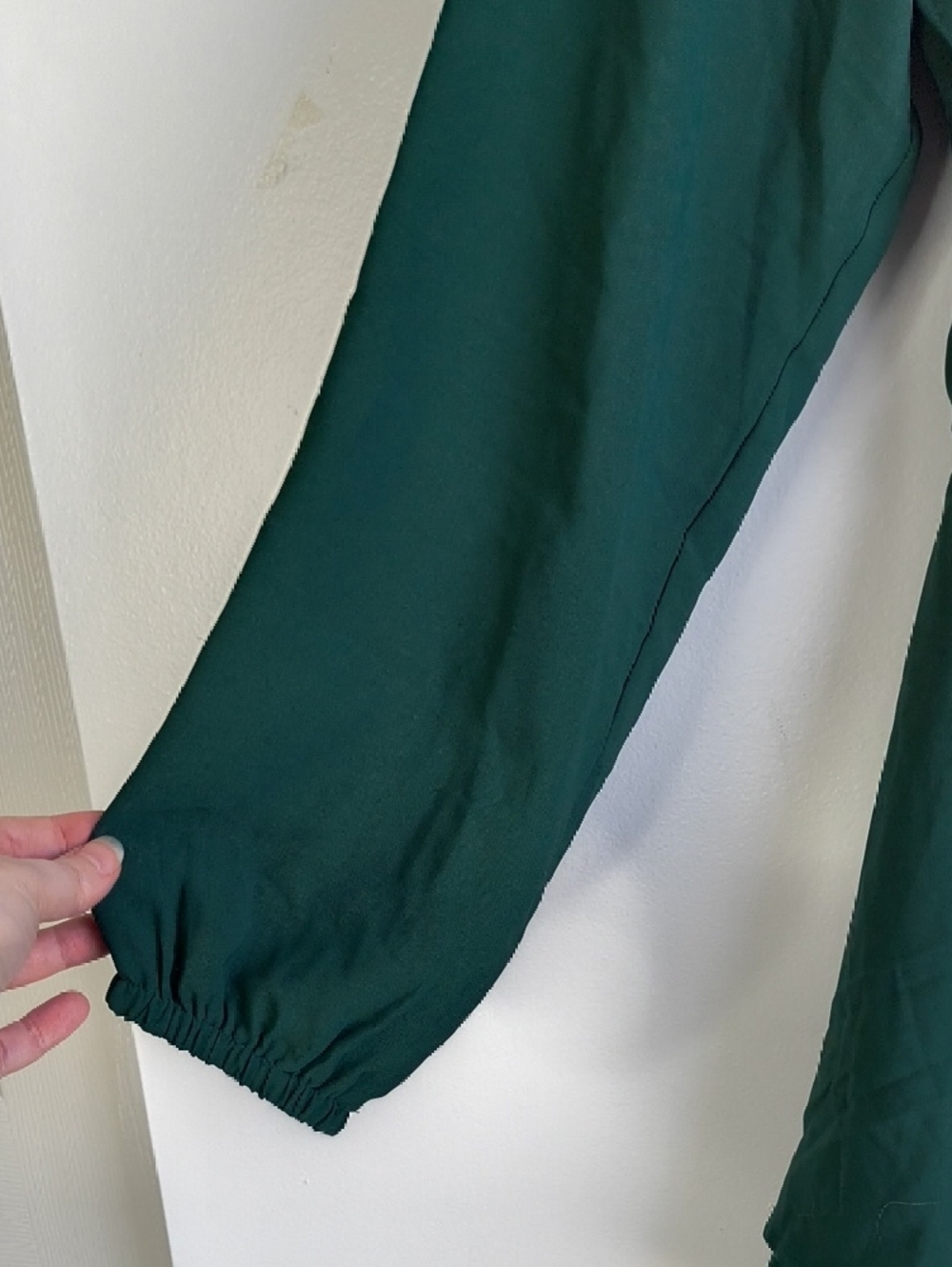 Deep Green Long Sleeve Wrap Dress with Waist Tie - Picture 5 of 6
